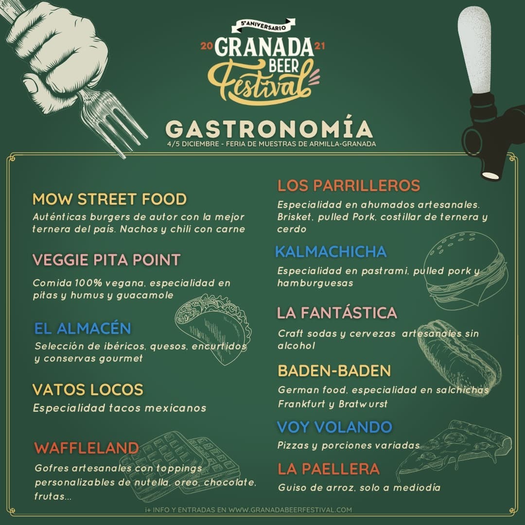 Gastronomía y Foodtrucks Granada Beer Festival 2021
