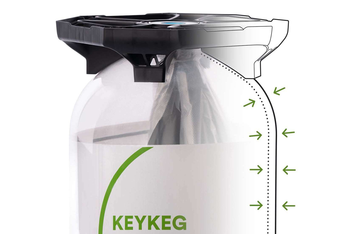 Funcionamiento de doble envase del Keykeg
