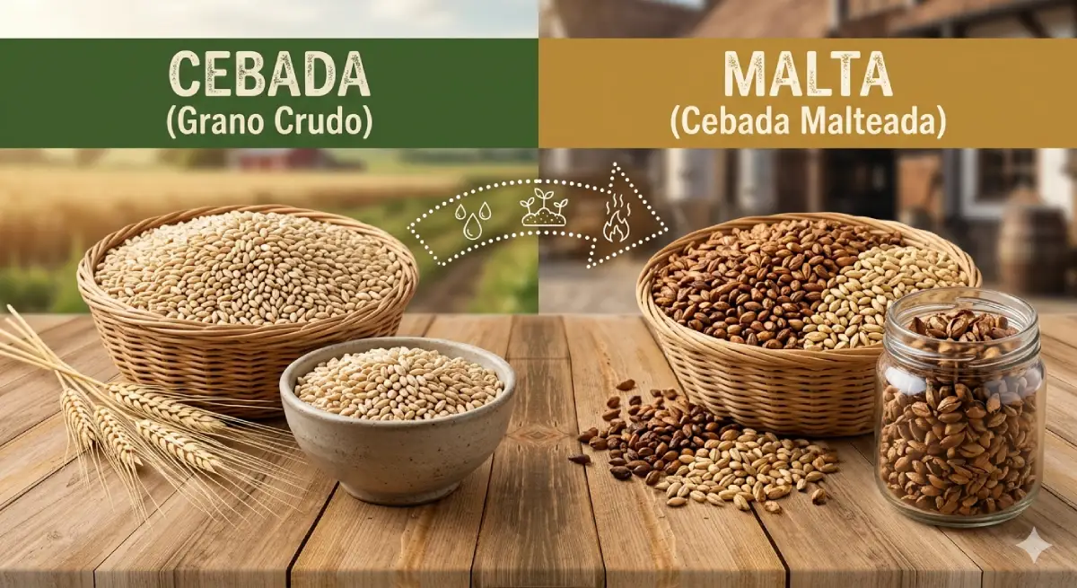 Diferencias entre cebada y malta